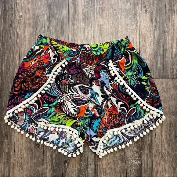 Rue21 Women’s Multicolor Pom Pom Shorts Elastic Waistband Loose Fit Size S - Picture 3 of 10
